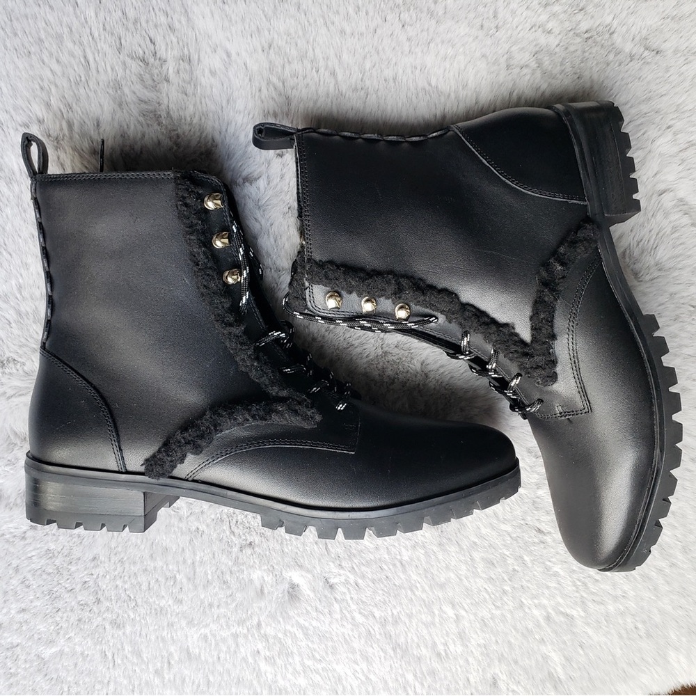 Kate Spade NWOT Black Combat Boots Raquelle Leather 8